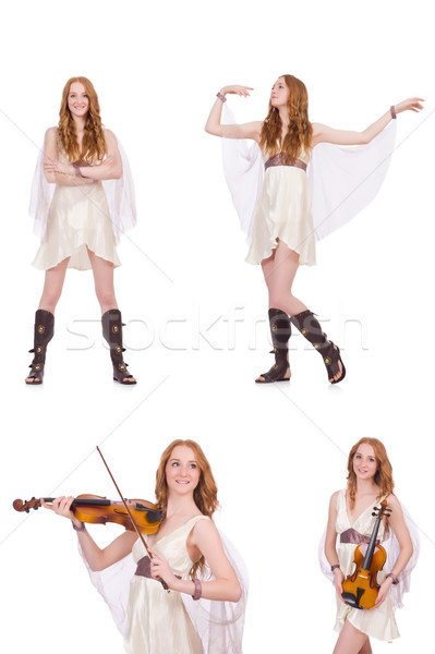 Femeie vioară izolat alb artă concert Imagine de stoc © Elnur