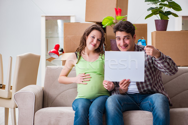 The young couple expecting baby with blank message Stock photo © Elnur