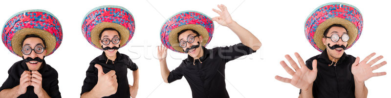 Funny mexican sombrero hat człowiek zabawy Zdjęcia stock © Elnur