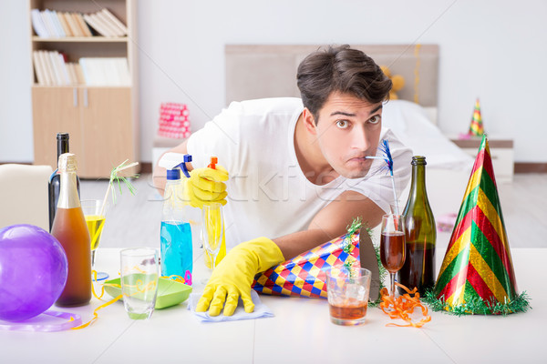 Young man after the wild Christmas party Stock photo © Elnur