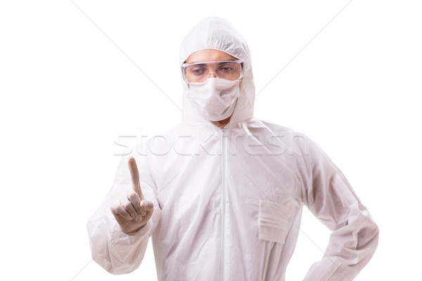 Man in protective suit isolated on white background Stock photo © Elnur