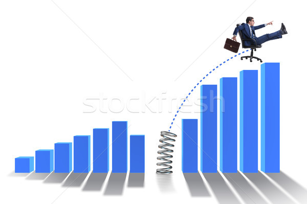 Business people jumping over bar charts Stock photo © Elnur