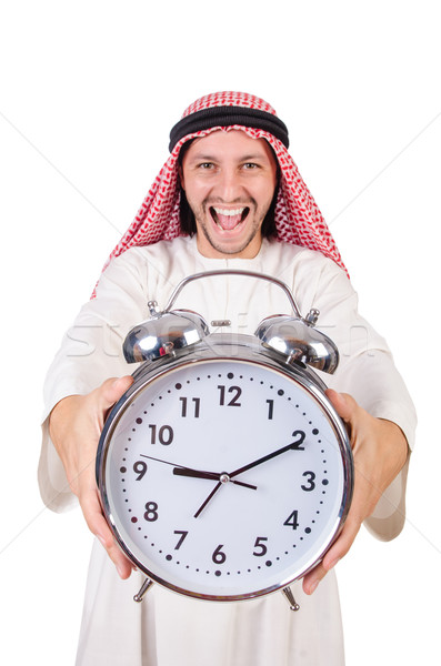Arab man in time concept on white Stock photo © Elnur