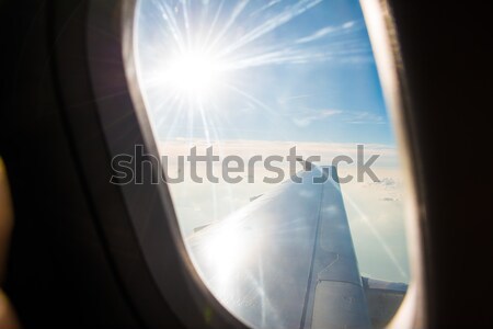 Vliegtuig vleugel uit venster technologie Blauw Stockfoto © Elnur