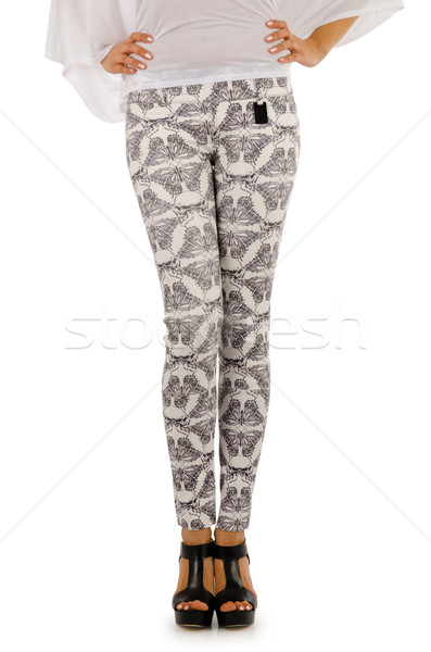 Stockfoto: Broek · geïsoleerd · witte · model · achtergrond · jeans