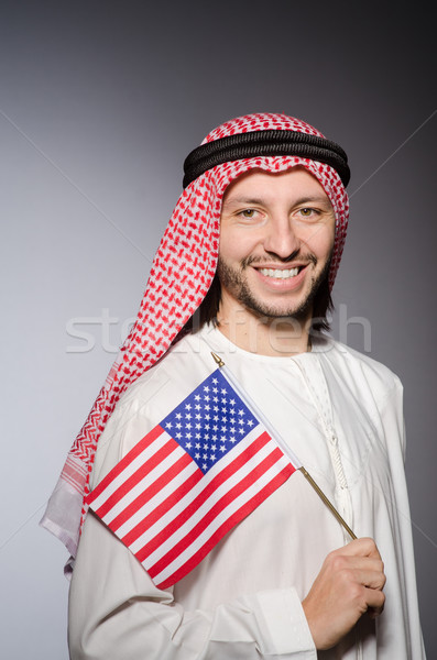 Árabe homem Estados Unidos bandeira negócio fundo Foto stock © Elnur