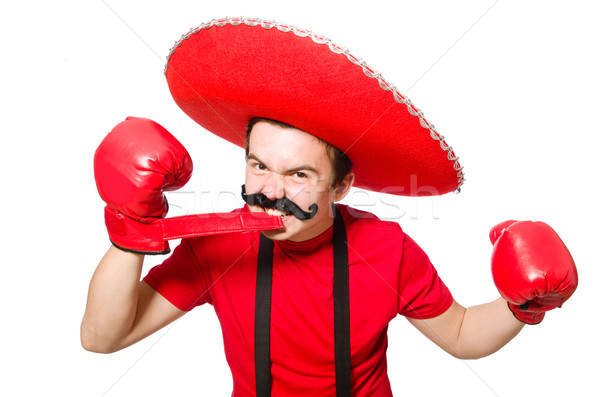 Zdjęcia stock: Funny · mexican · bokser · rękawice · odizolowany · biały