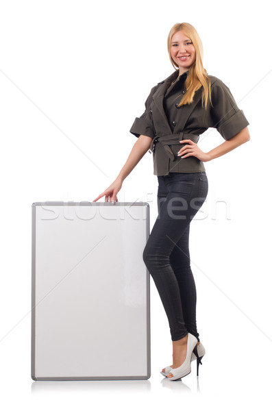 Woman with blank board isolated on white Stock photo © Elnur