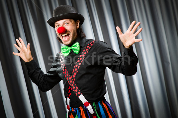 Grappig clown humoristisch gordijn glimlach verjaardag Stockfoto © Elnur