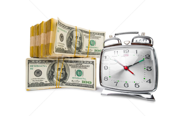 Stock photo: Time is money concept with clock and dollars
