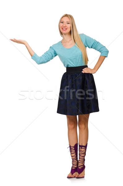 Blond hair girl in dark blue skirt isolated on white Stock photo © Elnur