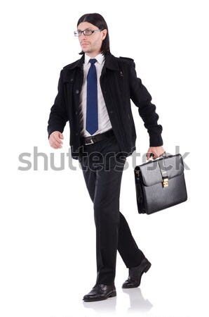 Stockfoto: Jonge · zakenman · aktetas · geïsoleerd · witte