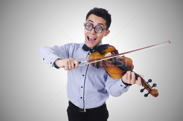 Funny człowiek skrzypce biały sztuki koncertu Zdjęcia stock © Elnur