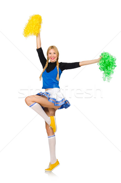 Stock photo: Woman cheerleader isolated on the white