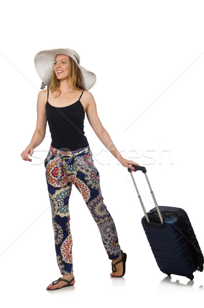 Frau bereit Sommer Reise isoliert weiß Stock foto © Elnur