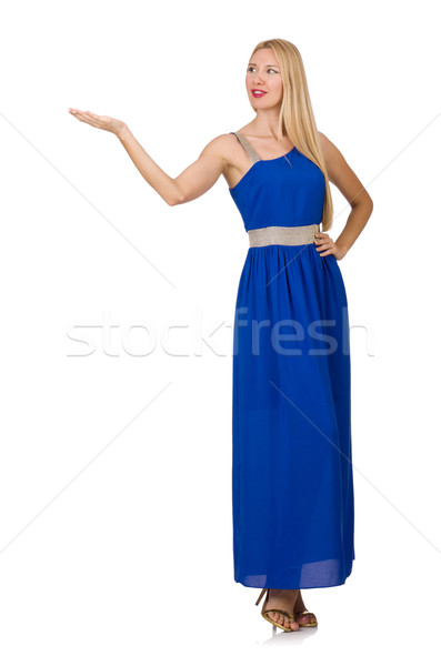 Beautiful woman in long blue dress isolated on white Stock photo © Elnur