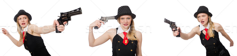 Gangster woman with handgun on white Stock photo © Elnur