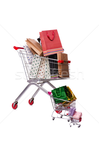 Stock photo: Shopping cart trolley isolated on the white background