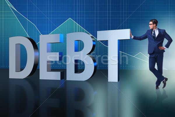 Stock photo: Businessman in debt business concept