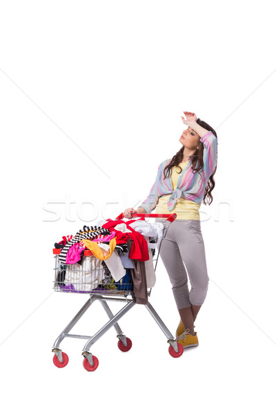 Femme achat deuxième main vêtements blanche Photo stock © Elnur