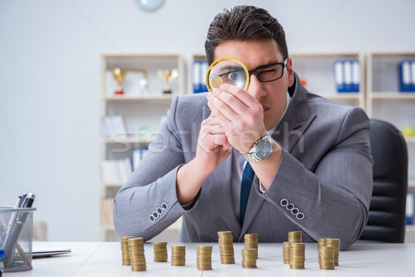 Foto stock: Empresario · dorado · monedas · negocios · crecimiento · dinero