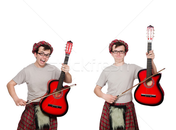 Funny scotsman with musical instrument isolated on white Stock photo © Elnur