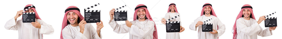 Arab man with movie clapper on white Stock photo © Elnur