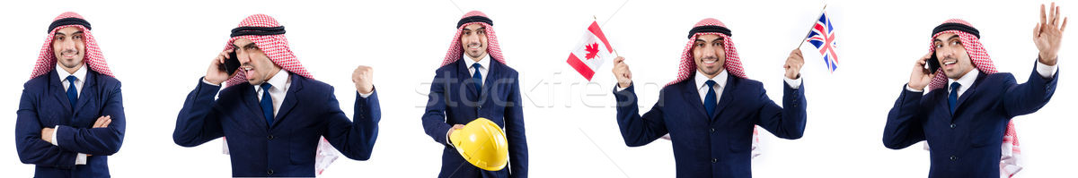 Arab om de afaceri izolat alb construcţie muncă Imagine de stoc © Elnur