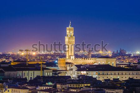 Night view of Florence in Italy Stock photo © Elnur