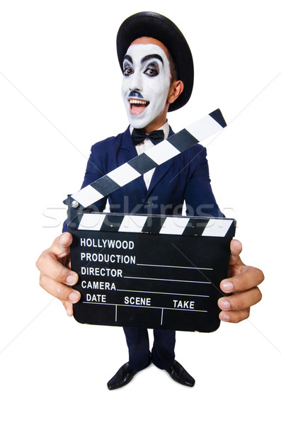 Man with movie clapper isolated on white Stock photo © Elnur