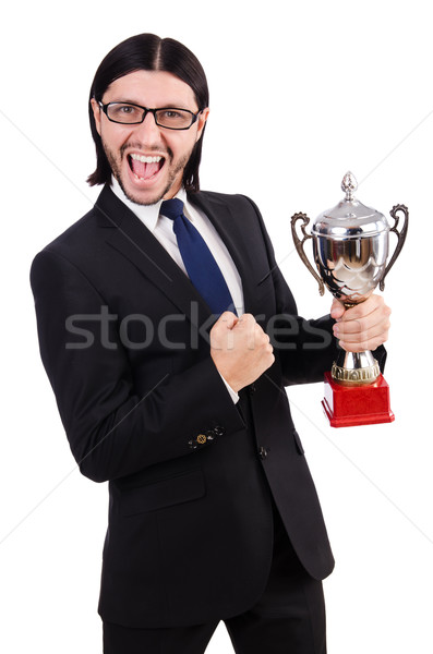 Businessman awarded with prize cup isolated on white Stock photo © Elnur