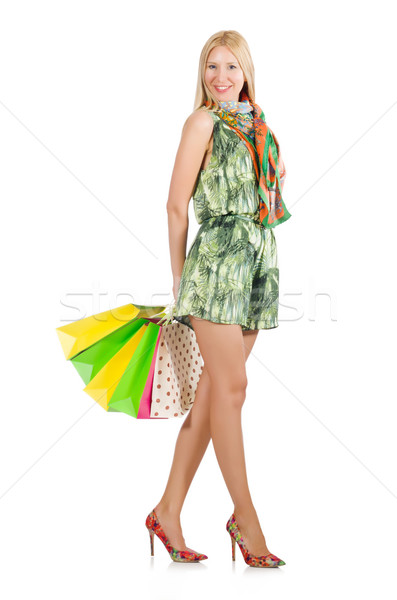 Woman after shopping spree on white Stock photo © Elnur