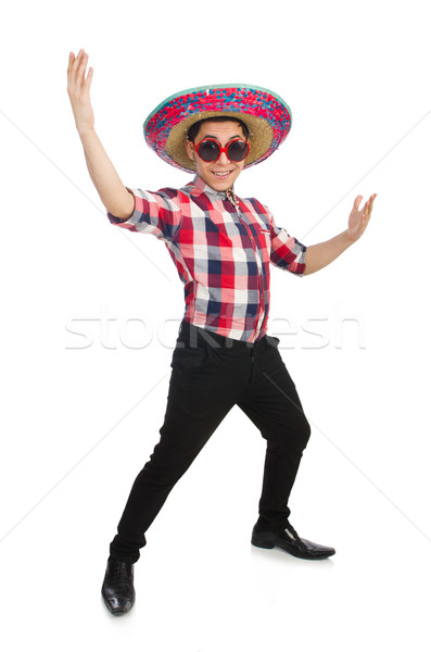 Stockfoto: Grappig · Mexicaanse · sombrero · gezicht · gelukkig · retro