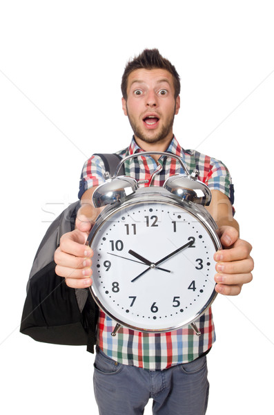 Stock photo: Student missing his deadlines isolated on white