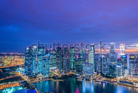 Panoramă Singapur orizont centrul orasului afaceri cer Imagine de stoc © Elnur