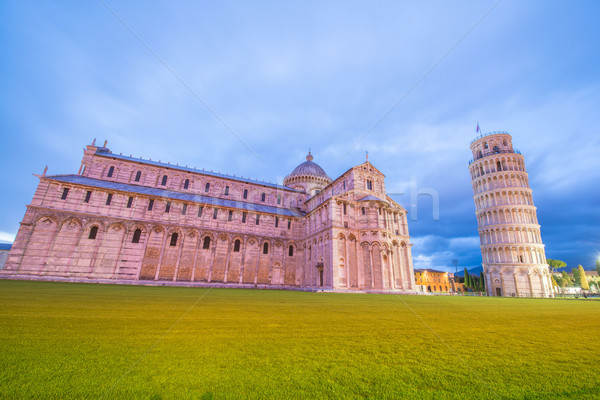 Famous leaning tower of Pisa during evening hours Stock photo © Elnur