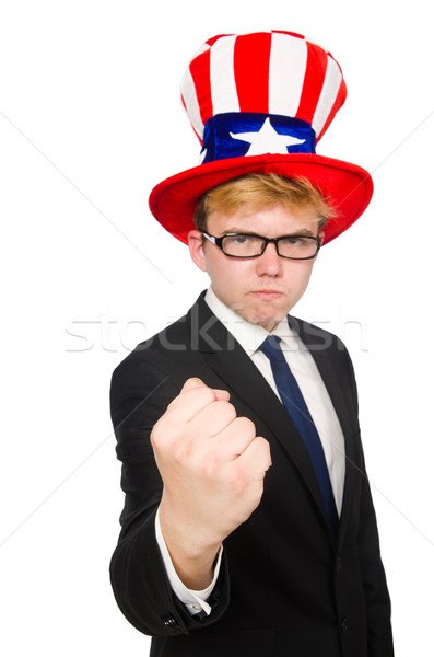 Businessman with american hat isolated on white Stock photo © Elnur