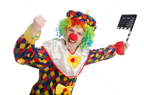 Clown with movie clapper isolated on white Stock photo © Elnur