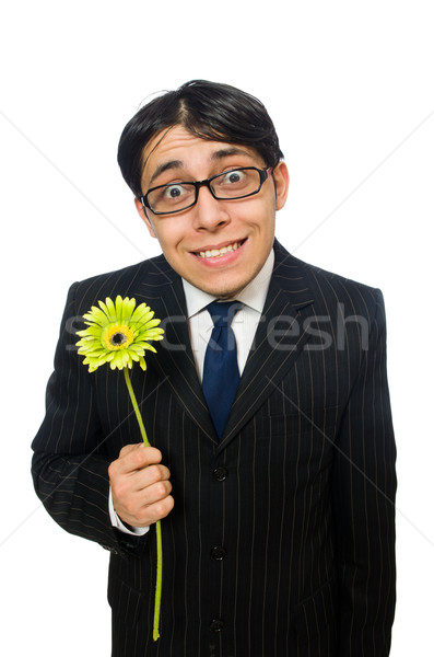 Young man in black costume with flower isolated on white Stock photo © Elnur