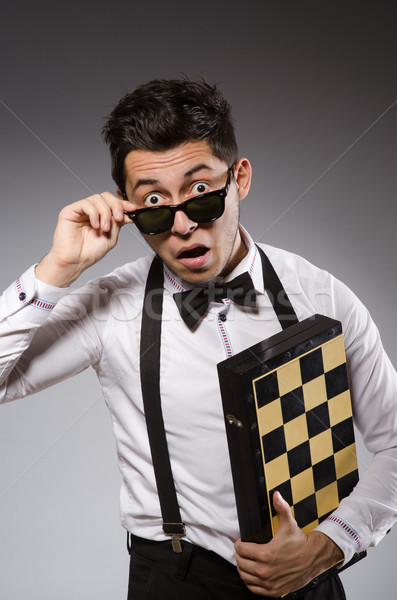 Funny chess player with board Stock photo © Elnur