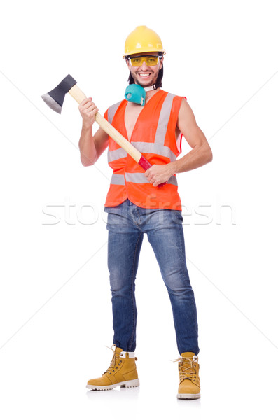 Foreman with axe isolated on white Stock photo © Elnur