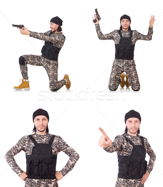 The soldier with gun isolated on white Stock photo © Elnur