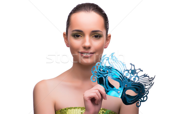 Young woman with mask isolated on white Stock photo © Elnur