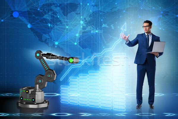 Stock foto: Geschäftsmann · Business · Roboter · Arm · Geld · Arbeit