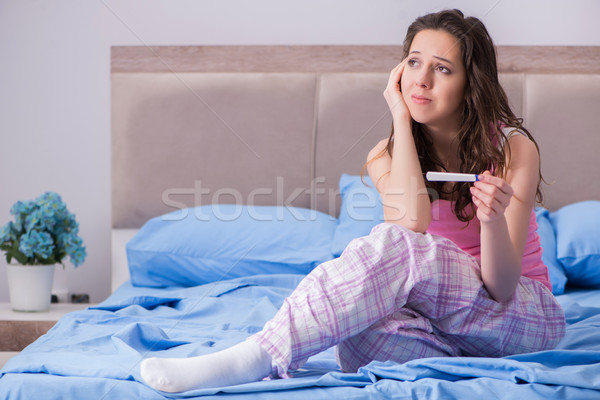 Woman with pregnancy results test Stock photo © Elnur