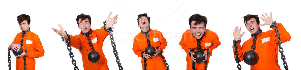 Young inmate with chains isolated on the white Stock photo © Elnur