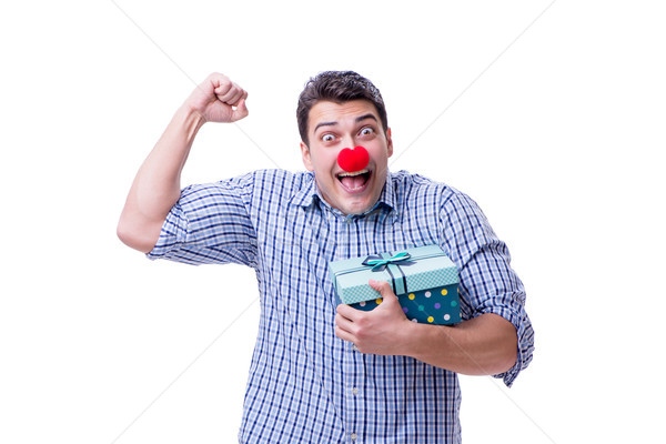 Homem vermelho nariz engraçado bolsa de compras Foto stock © Elnur
