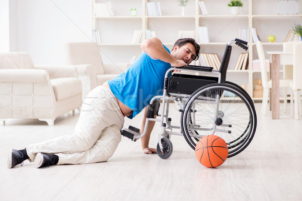 Young basketball player on wheelchair recovering from injury Stock photo © Elnur