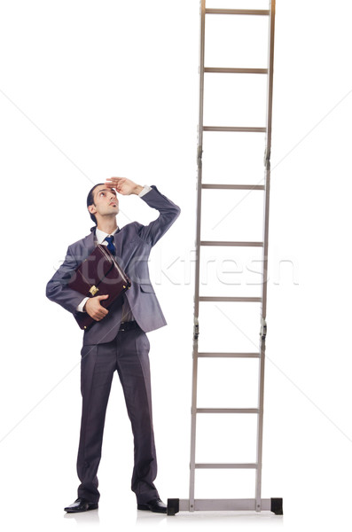 Businessman climbing the ladder isolated on white Stock photo © Elnur