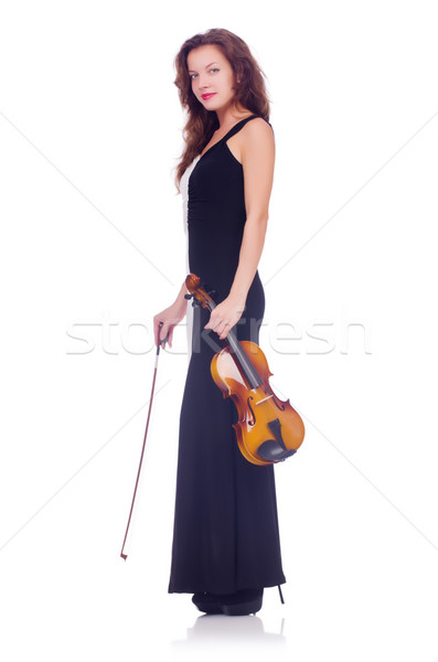 Foto stock: Joven · violín · blanco · mujer · concierto · sonido